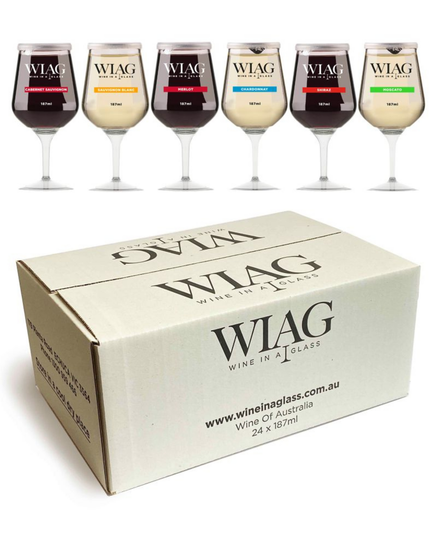 WIAG - Wine In A Glass 12 & 24 Gift Pack Mixed Varietals